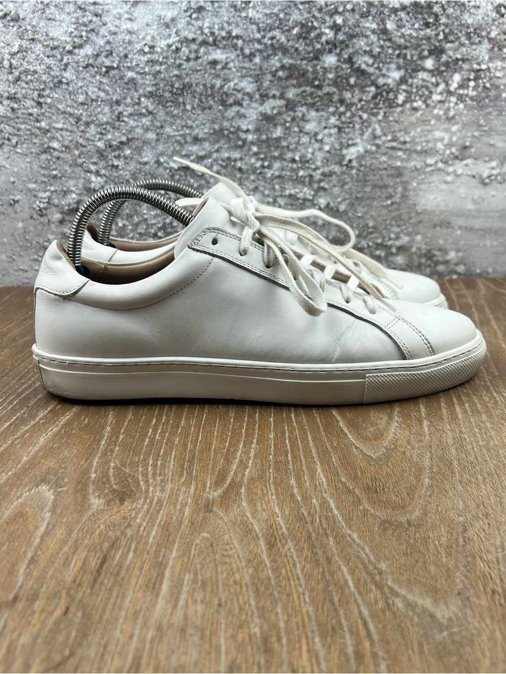 602 Suitsupply Minimalist White Leather Men’s Sneakers 9 US